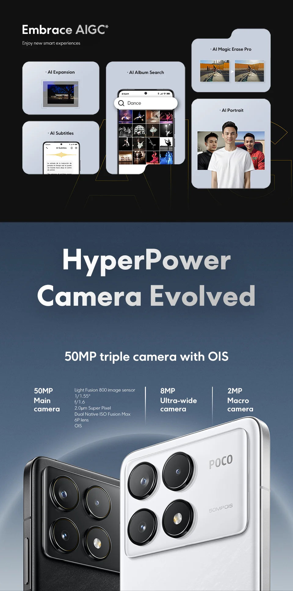 POCO F6 Pro Global Version Snapdragon® 8 Gen 2 Smartphone 120W HyperCharge 50MP triple camera WQHD+ 120Hz Flow AMOLED display