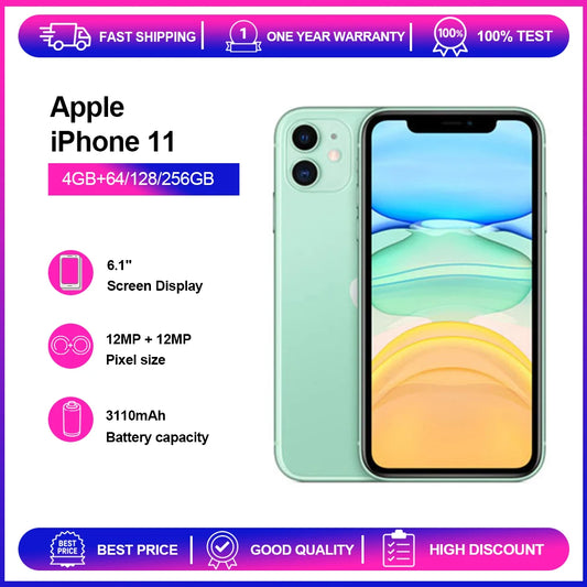 Apple iPhone 11 4GB RAM 64/128/256GB ROM Original Unlocked 6.1" Liquid Retina IPS LCD NFC 4G Cell Phone Fast Shipping - Universal Market
