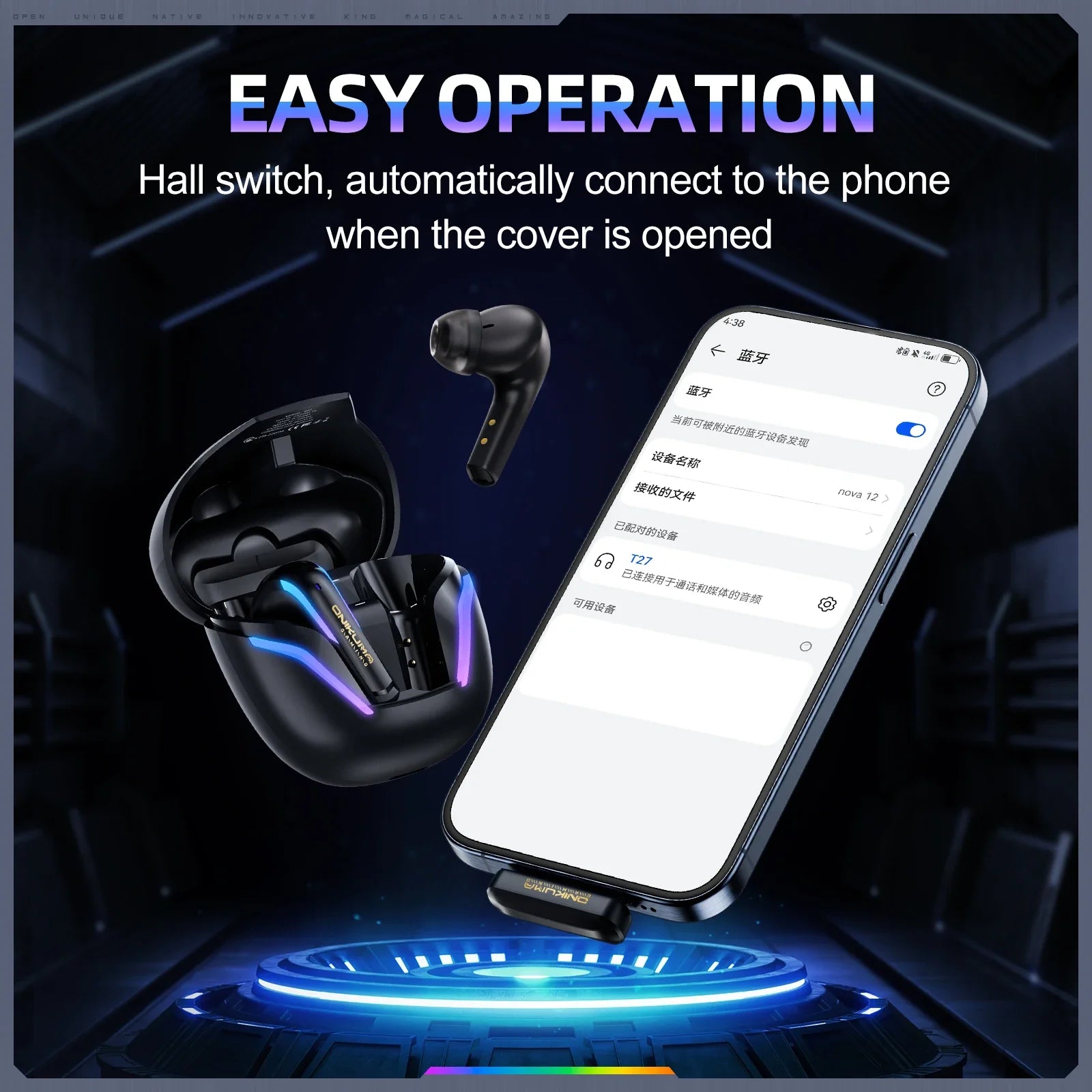 ONIKUMA T27 Earbuds Wireless Gaming with ENC Mic for PS5/4,Bluetooth Headphones for Phone, Pad, Laptop, Steam Deck, Switch - Universal Market