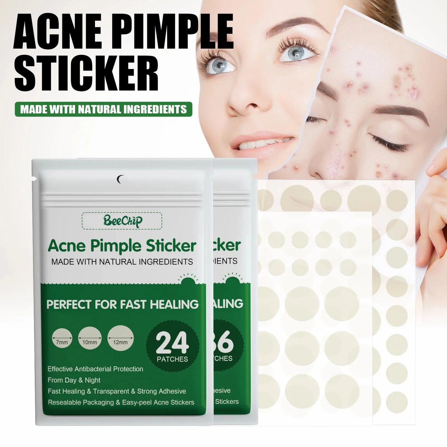 24/36pcs Hydrocolloid Acne Patch Blemish Stickers For Face And Skin Breathable Waterproof Gentle Non-Irritating Acne Stickers