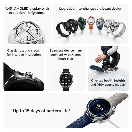 Global Version Xiaomi Watch S4 SmartWatch 1.43" AMOLED Display Wireless Charge Blood Oxygen Bluetooth Phone Call GPS Mi Watches
