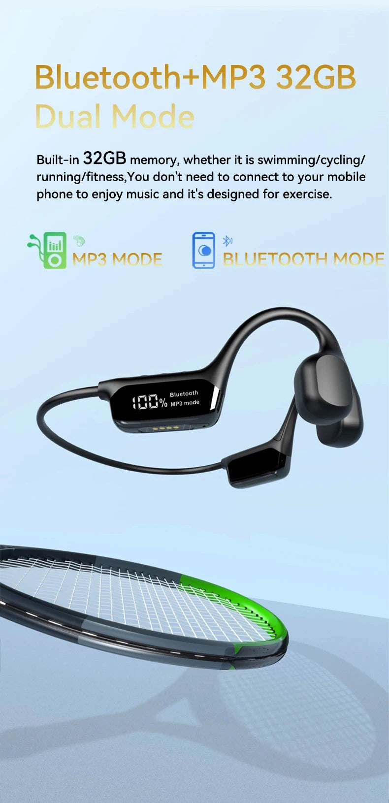 Xiaomi Mijia Bone Conduction Earphones IPX8 Waterproof Headset for Swimming Bluetooth 5.4 Wireless Sport Headphones MP3 32G RAM - Universal Market