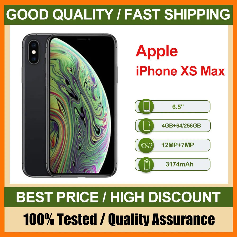 Original Used Apple iPhone XS Max Unlocked 4G Mobile Phone Face ID 6.5" 64/256GB ROM 12MP IOS NFC Camera Hexa-core  Smartphones - Universal Market