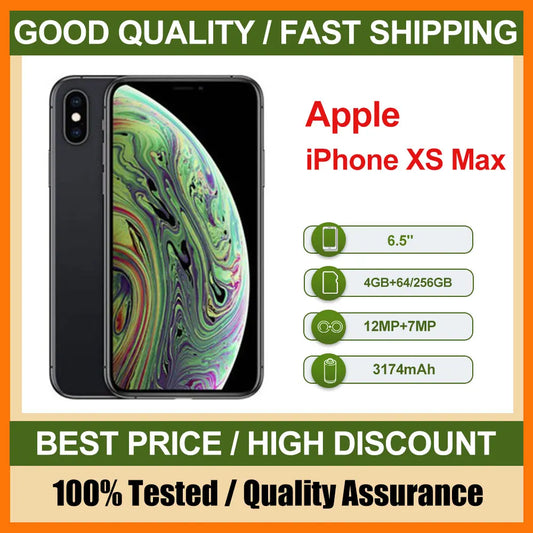 Original Used Apple iPhone XS Max Unlocked 4G Mobile Phone Face ID 6.5" 64/256GB ROM 12MP IOS NFC Camera Hexa-core  Smartphones - Universal Market