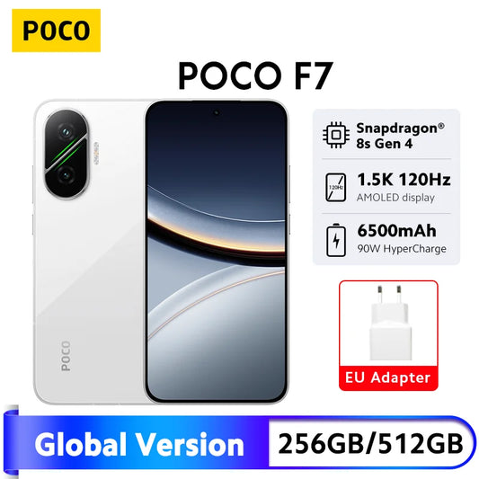 POCO F7 5G Global Version Smartphone Snapdragon® 8s Gen 4 6500mAh battery 90W HypeCharge 6.83'' AMOLED Display 50MP NFC