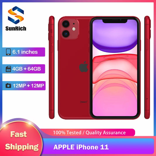 Original Apple iPhone 11 4G Mobile Phone NFC 64GB/128GB 6.1'' IPS LCD Dual 12MP A13 Bionic Hexa-core IOS iphone 11