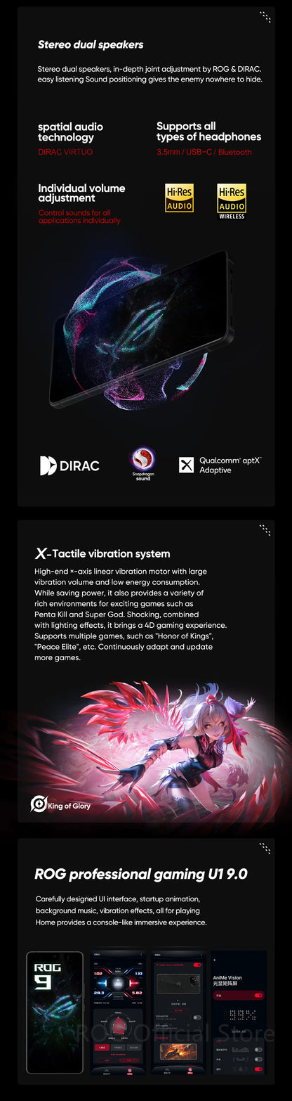 World Premiere ASUS ROG Phone 9 5G Smartphone Snapdragon 8 Elite 6.78‘’ 185Hz AMOLED Display ROG 9 Pro 5800mAh NFC Mobile Phone