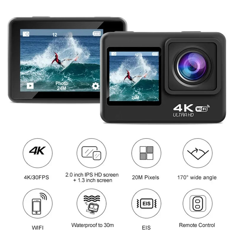 Action Camera 4K bicycle camera Electronic Stabilizer Action cam WiFi 4k Sport camera Helmet Video Recording Cameras for go pro