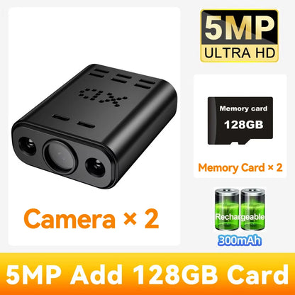 PEGATAH 5MP HD Mini WIFI Body Camera Built-in Battery Human Tracking IP Remote Monitoring IR Night Vision Protable Camcorders - Universal Market