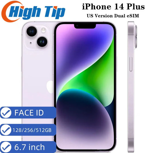 Original Apple iPhone 14 Plus 6.7" 5G US Version Dual eSIM 14plus NFC A15 OLED Face ID 6GB RAM 128/256GB ROM Unlocked Cell Phone - Universal Market