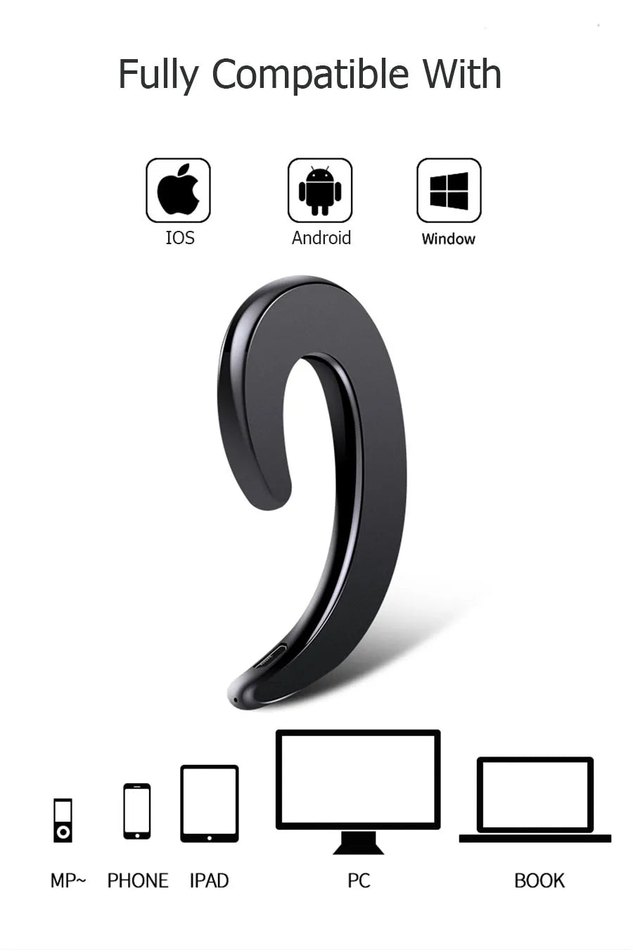 Universal Bone Conduction Earphone Wireless Bluetooth 4.2 Sports Stereo Headset For Laptop Tablet For Xiaomi  Iphone Samsung - Universal Market