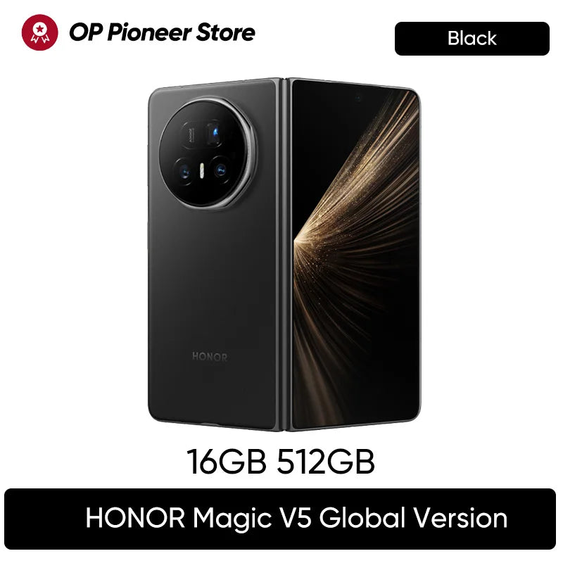 New ArrivalGlobal Version HONOR Magic V5 5G Foldable Smartphone 7.95" LTPO OLED Display Snapdragon 8 Elite 5820mAh 66W Wired NFC