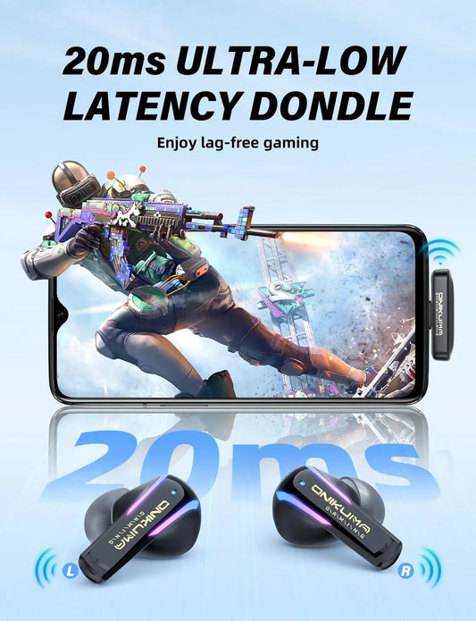 ONIKUMA T27 Earbuds Wireless Gaming with ENC Mic for PS5/4,Bluetooth Headphones for Phone, Pad, Laptop, Steam Deck, Switch - Universal Market