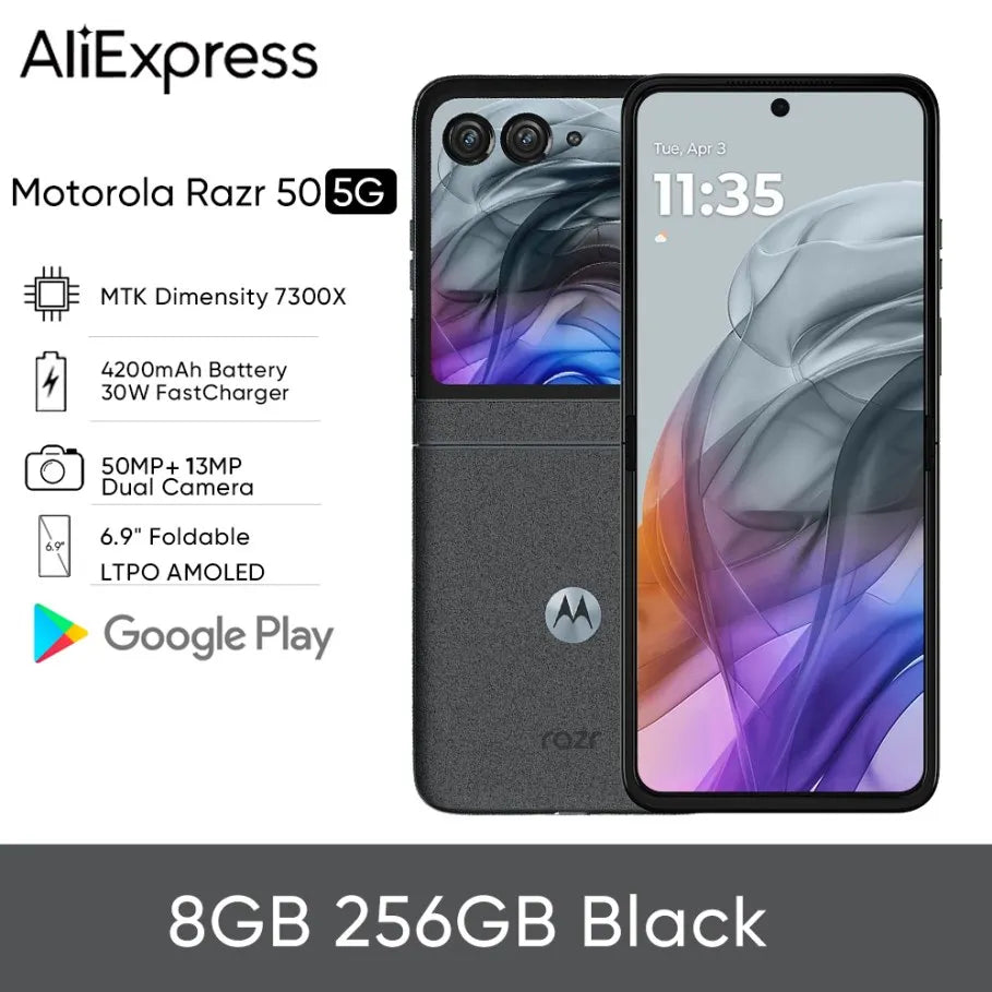 Motorola Moto razr 50 Folded Screen Phone Main 6.9 inch FHD+ pOLED Secondary screen 3.6 inch Dimensity 7300X 50MP
