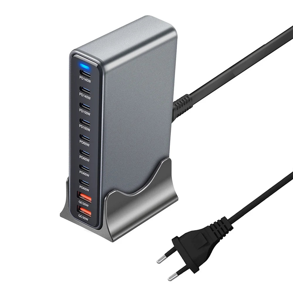 2025 New 800W GaN Fast Charging PD3.1 PPS 10 Ports USB C Type C Fast Charger Station Adapters for iPhone Samsung Xiaomi Huawei