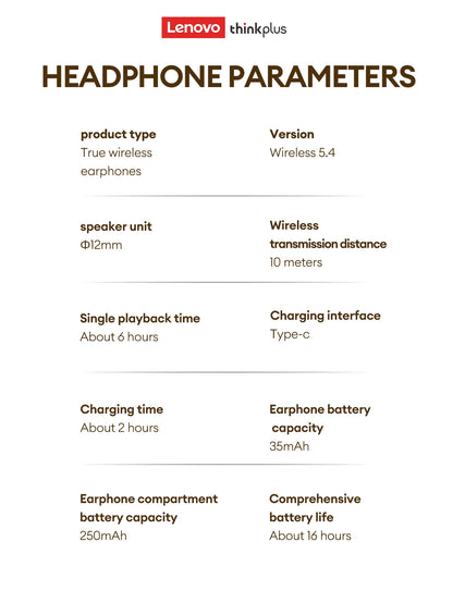 Lenovo LP25 OWS Bluetooth 5.4 Wireless Earphone Long Battery Life Headset Noise Canceling Gaming Headphones HIFI Stereo With Mic - Universal Market