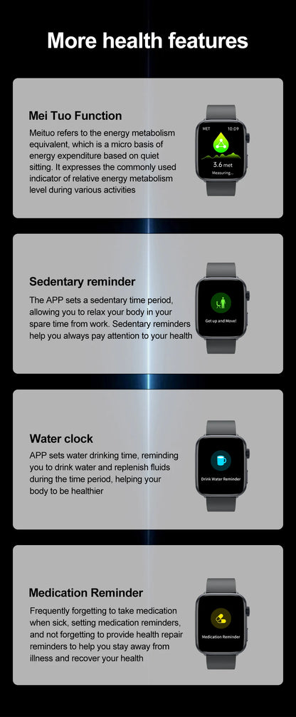 2025 AI Diagnosis NFC Smart Watch Women 1.85 inch AMOLED Blood pressure Heart Rate Temperature BT call Smartwatches Men For IOS