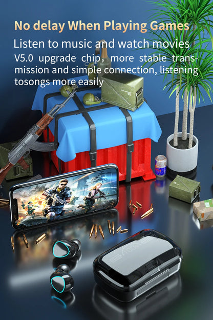 TWS M10 Wireless Bluetooth Headset with Charge Box for Phone Noise Cancelling Mic Earbuds LED Display Headphones Sport Earphones - Universal Market