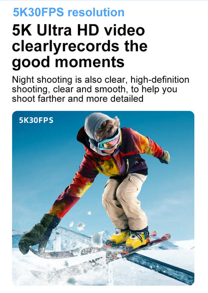 5K HD Outdoor Sports Camera Video Recording Action Shoot Stabilization Underwater Waterproof Photography Cam CarDriving Recorder