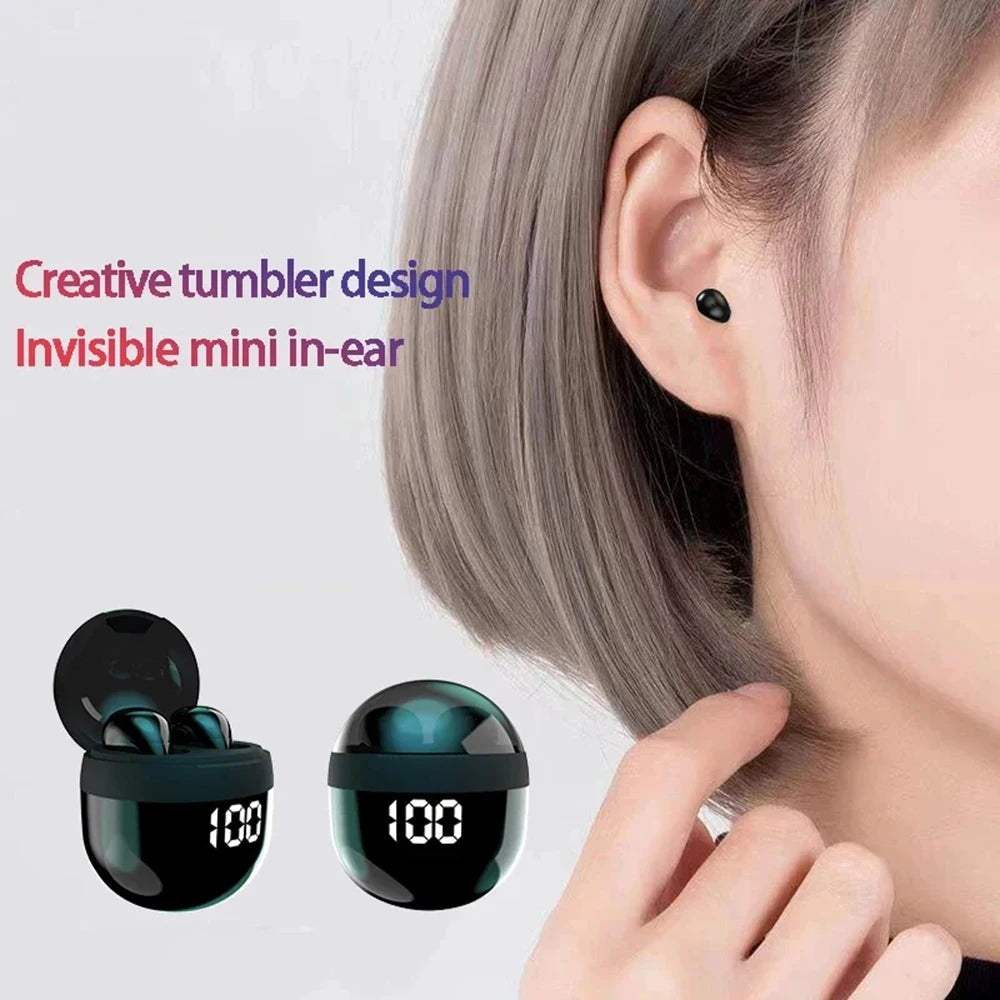 Mini SK18 Invisible Headphones Wireless Bluetooth 5.3 Headphones Bass Sleeping Headphones with Microphone Noise Cancellation HD - Universal Market