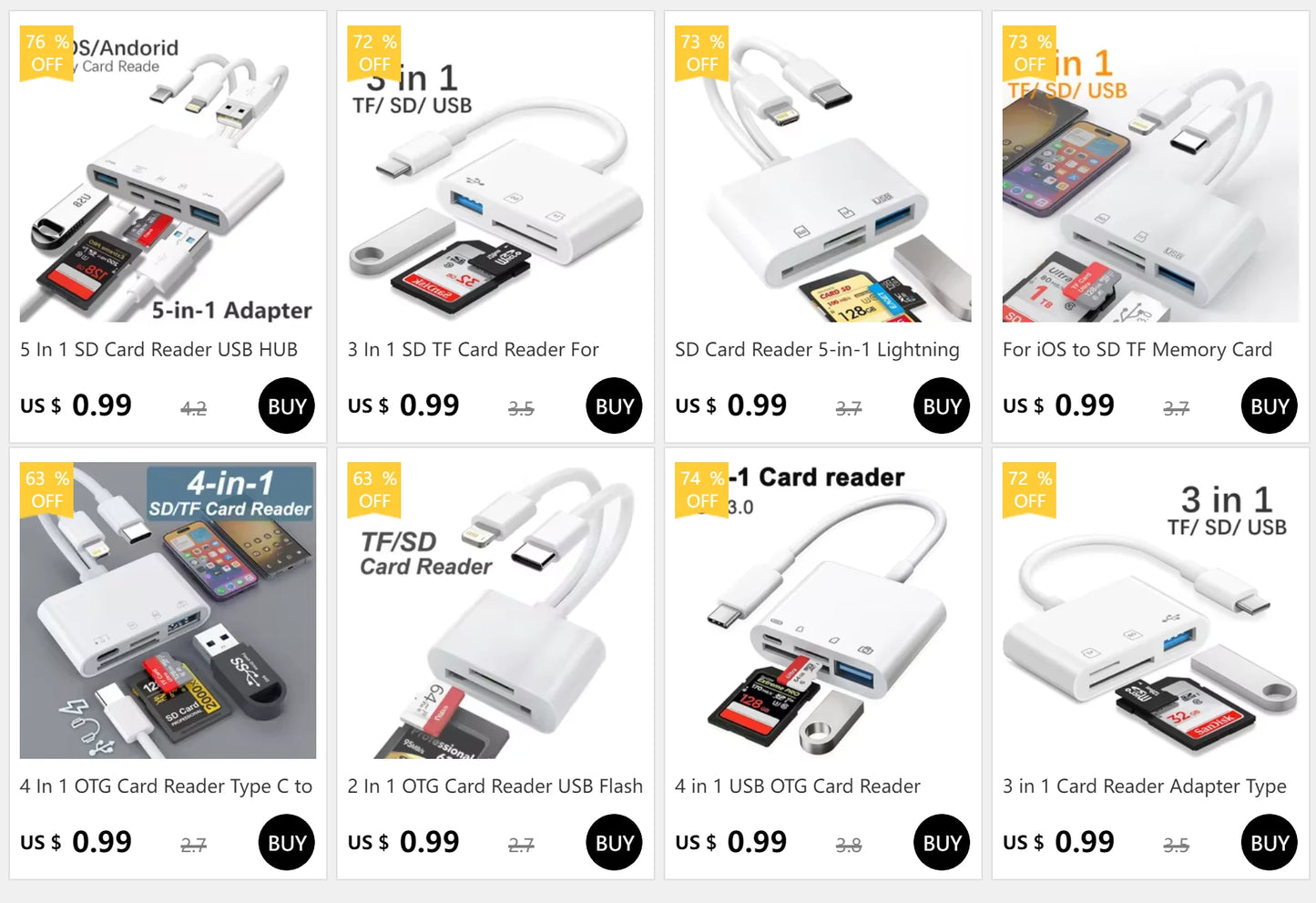 5 In 1 SD Card Reader USB HUB For iPhone iPad MacBook USB 3.0 Type C to SD TF Card Memory Reader Flash Drive OTG Adapter