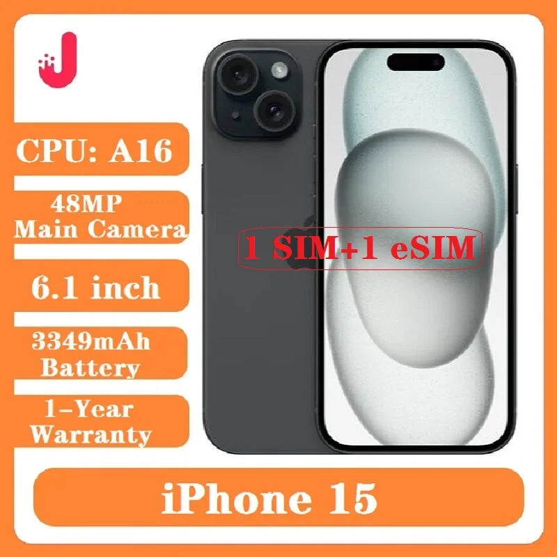 iPhone 15 6GB RAM 128GB 256GB ROM Internaltonal Version 1SIM + 1eSIM 6.1' Original OLED Face ID NFC A16 5G iPhone15 Mobile Phone - Universal Market