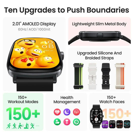 HAYLOU RS5 Smart Watch Men 2.01'' AMOLED Display 24H Health Monitoring Bluetooth Phone Calls AI Voice Assistant Sport Smartwatch