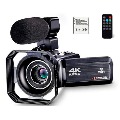 4K Ultra HD Video Camera 30MP WiFi DV Camcorder Digital Video Camera 270 Degree Rotation Touch Screen 16X Digital Zoom Camera