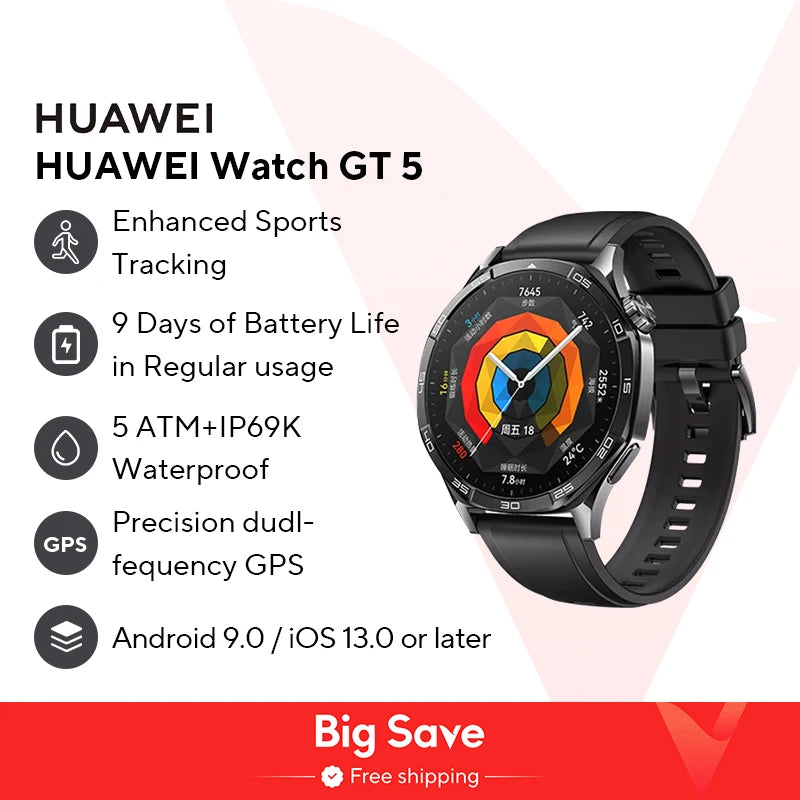 HUAWEI WATCH GT 5 Smartwatch, Health Tracking , Buit-in Map,Replay Message,compatible with iOS and Android HUAWEI WATCH GT5