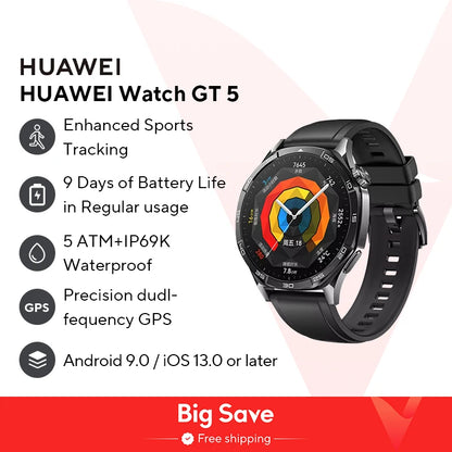 HUAWEI WATCH GT 5 Smartwatch, Health Tracking , Buit-in Map,Replay Message,compatible with iOS and Android HUAWEI WATCH GT5