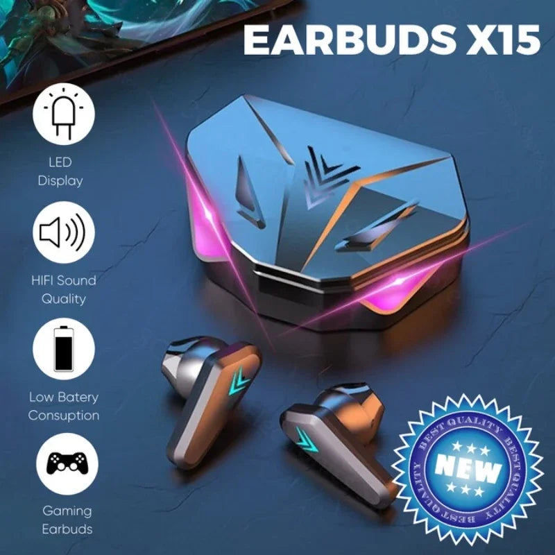 X15 TWS Wireless Earphone 5.3 bluetooth Headphone 65ms Low Latency Earbud Esport Gaming Headset Gamer with Mic For xiaomi iphone - Universal Market