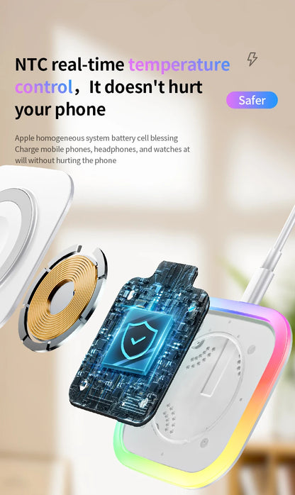 2025 New Wireless Charger 3-In-1 Magnetic Charger - Compatible With All Iphone Models, Smartwatches, And Headphones