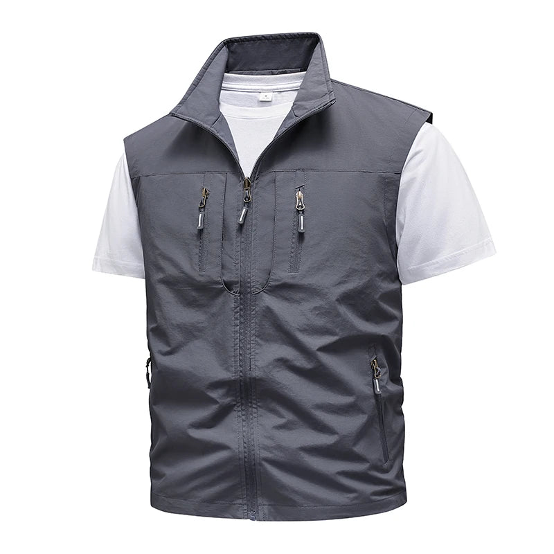 New Spring Men Outdoor Casual Vests Mens Summer Waterproof Breathable Fishing Waistcoat Mens Autumn Fashion Vest Jacket Male - Universal Market