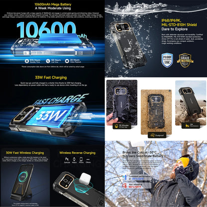 Ulefone Armor 27T Pro Rugged Phone 5G Thermal Imaging 6.78'' 10600mAh 33W 12GB+256GB 64MP Night Vision Camera Android 14 NFC
