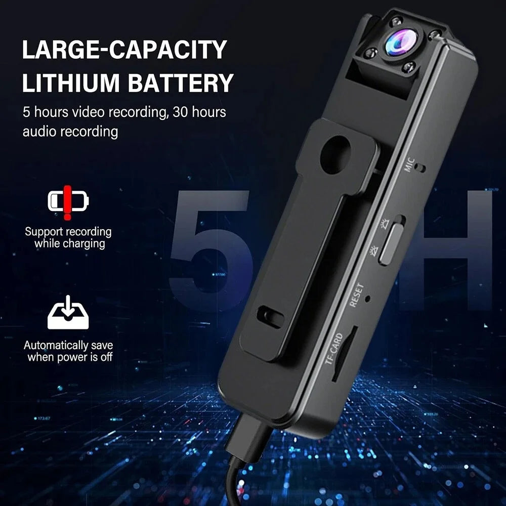 Mini Camera HD 1080P Micro Recorder Wide Angle Bodycam Worn Police Cam Snapshot Loop Recording Camcorder 180° Rotating - Universal Market