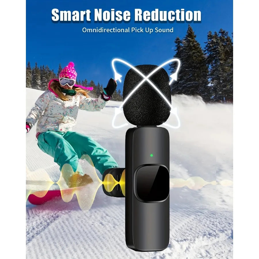 Wireless Microphone for iPhone Android Microphone Live Streaming Interviews mini Mic with Noise Reduction Audio Video Recording