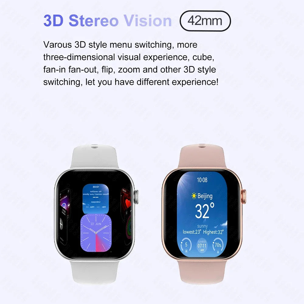 For Apple DT Watch X Mini Smart Watch 3D Menu Video AI Voice NFC Sports Record Health Test 1.85 Inch AMOLED Women Smartwatch