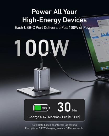 Anker Prime Charger, 100W USB C Charger, 3-Port GaN Foldable and Compact Anker Wall Charger, for MacBook, iPad, iPhone17