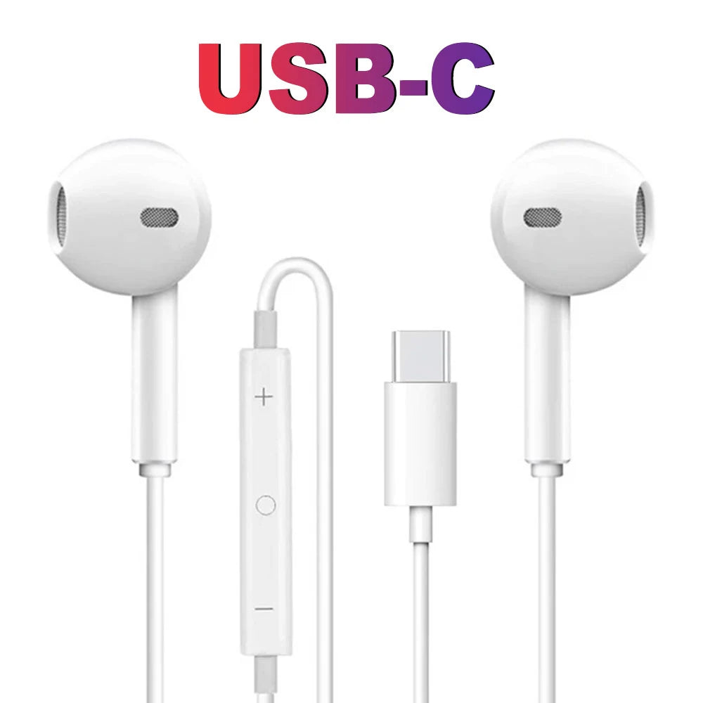 Original Headphones For Apple iPhone 16 15 14 13 12 11 Pro Max Plus For Lightning USB C 3.5MM In-ear Wired Earphones Accessories - Universal Market