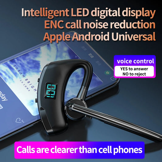 New V8S Business Bluetooth Headset with LED Digital Display HD Mic Car Driving hands-free Call Sports Music Long Standby Earphon - Universal Market