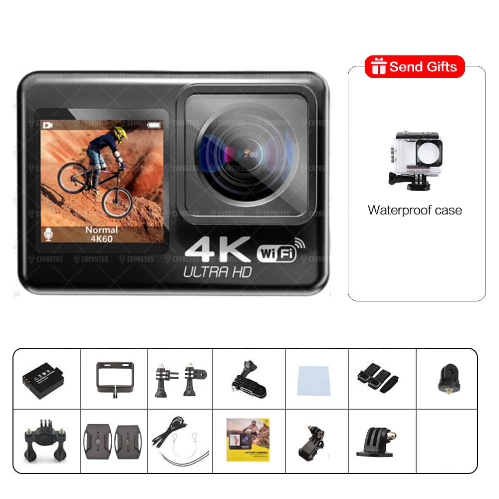 Action Camera 4K bicycle camera Electronic Stabilizer Action cam WiFi 4k Sport camera Helmet Video Recording Cameras for go pro