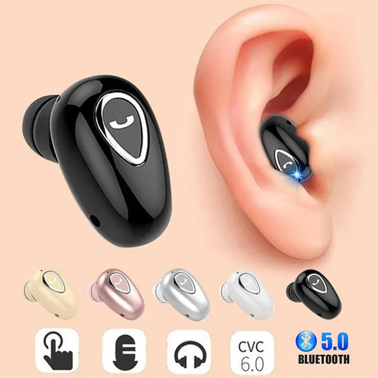 Mini Invisible Earphones Bluetooth 5.0 Wireless Headphones Hands Free Sports In-Ear Earbuds HiFi Music Gaming Headset with Mic - Universal Market