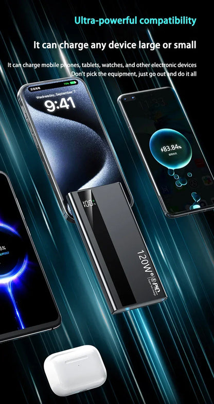 Xiaomi 200000mAh Power Bank 120W Super Fast Charge External Battery High Capacity Digital Display Charger For Iphone 16 Samsung