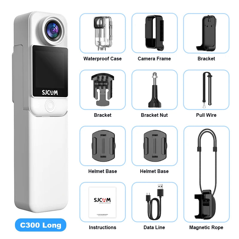 SJCAM C300 Action Camera Long Battery Life 4K 30FPS Six-Axis Gyroscope Anti-Shake Sport Cam 5G WiFi 30M Waterproof Easy To Carry
