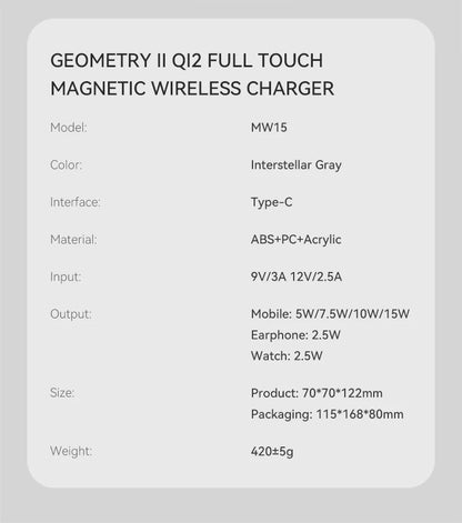 Qi2 Auto-rotate Touch Magnetic 3 in 1 Wireless Charger Fast Charging 15W for IPhone 12/13/14/15/16, for Iwatch & AirPods
