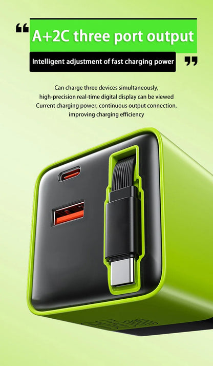 Xiaomi Mijia 65W GaN PD USB-C Charging Head Fast Charger With Built-in 80cm TypeC Cable Suitable for iPhone16 15 Promax NEW 2025