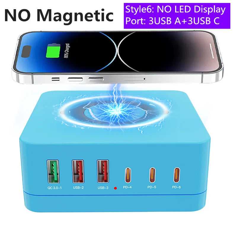 1080W GaN USB C Charger 8-Port Desktop Charger Type C 330W PD3.0 PPS QC3.0 Fast Charging for MacBook Tablet Samsung iPhone 15 16