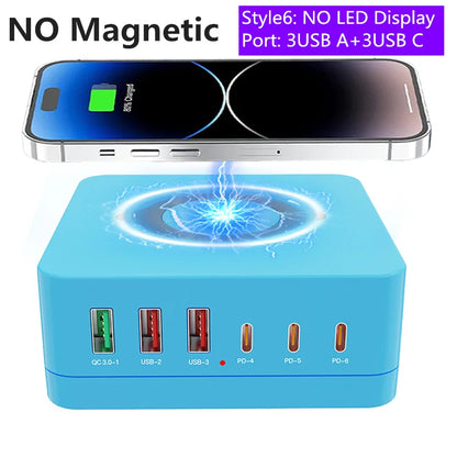 1080W GaN USB C Charger 8-Port Desktop Charger Type C 330W PD3.0 PPS QC3.0 Fast Charging for MacBook Tablet Samsung iPhone 15 16