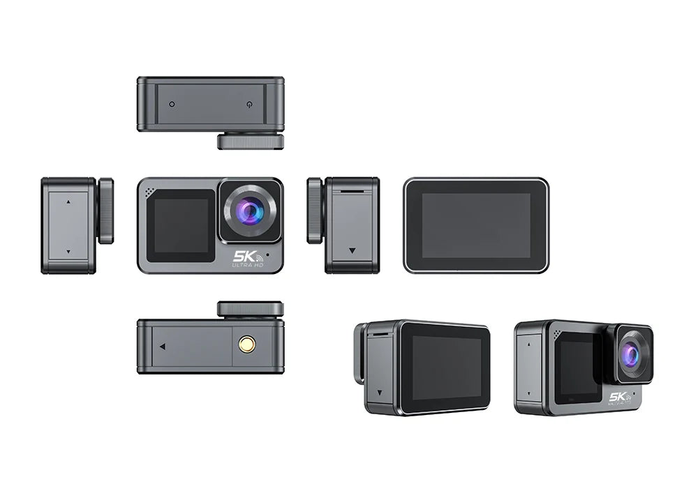 Action Camera F6W Wireless Mic 5K 4K60FPS 48MP 2.2" Touch LCD EIS Dual Screen Wi-Fi 170D Waterproof 30M 8X Zoom Sports Camera
