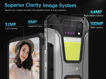 8849 Tank 2 PRO Projector Rugged Smartphone Android 2.4K 24GB 512GB 100MP Camera 23800mAh 120W Dual Sim OTG Phone
